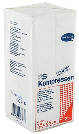 ES Compresses 7.5 x 7.5 cm unsteril 12fach 100 Gauze Swabs