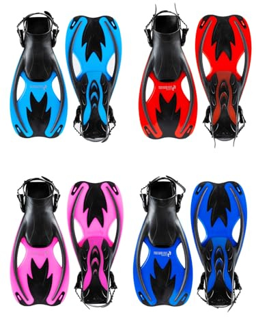 Two Bare Feet Kids Adjustable Diving Fins | Snorkeling & Swimming Flippers with Easy Adjustable Straps | Lightweight, Comfortable Design for Children’s Water Sports (UK1-4, Blue)