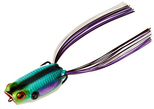 Booyah Unisex-Erwachsene Poppin' Pad Crasher Topwater Bass Fishing Hollow Body Frog Lure with Weedless Hooks, Aqua Frosch, Einheitsgröße