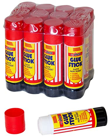 Colla Stick 21 Gr, Non Tossica, Adatta Anche per Bambini, Confezione da 12 Pezzi