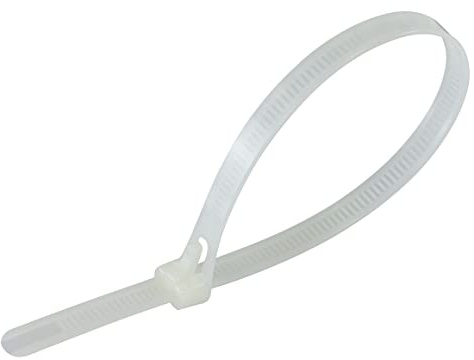 Gocableties 100 Pack of 250mm x 7.6mm Reusable Cable Ties, Heavy Duty White/Natural Releasable Cable Ties, 10 Premium Tie Wraps, Strong Nylon Zip Ties
