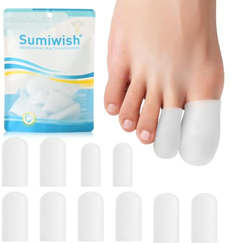 Sumiwish Silikon zehenschutz zehenkappen, 10er-Pack zehenschutz großer zeh, Zehenpolster zur Schmerzlinderung, bei fehlenden oder eingewachsenen Zehennägeln, Hühneraugen, Hornhaut, Blasen, Hammerzehen