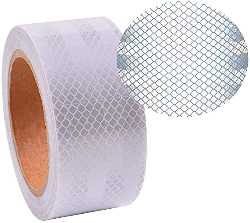 5cm x 10m Nastro Adesivo Riflettente, Nastro Riflettente di Sicurezza per Riflettori, Marchio di Sicurezza per Auto/Moto/Bicicletta/attività Notturna | bianca