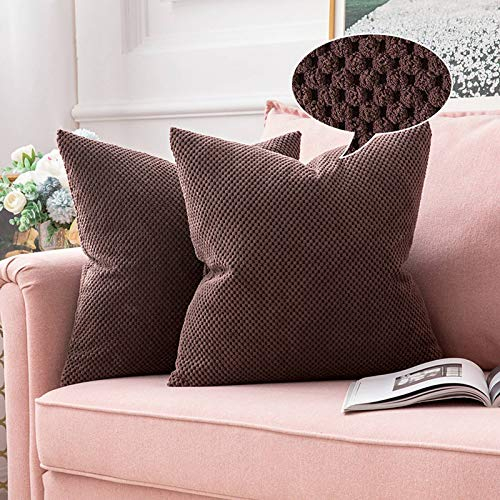 MIULEE 2er Set Kissenbezüge Dekokissen Körnig Dekorativ Kissenbezug Kissenhülle Sofakissen Deko Bezug Weich Zierkissen Kissen für Wohnzimmer Schlafzimmer 40x40cm Kaffee