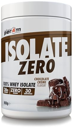Per4m Isolate Zero Premium Whey Protein Powder | Superior Flavour Ultra Filtered + Amino Acids | Fast Absorbing Zero Sugar Gluten Free Shake for Lean Muscle & Recovery (900g, Chocolate Creme)