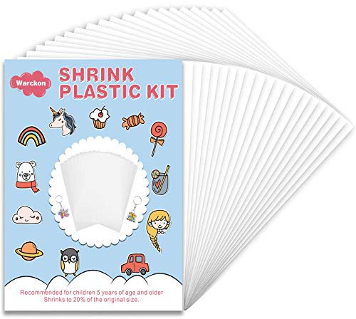 Warckon 55 Pieces Shrink Plastic Sheets, Shrink Art Paper Shrink Film Sheets Frosted Ruff n' Ready for Kids Creative Craft, Create Your Own Earrings, Necklace, Keychains (7.9 X 5.7 inch)
