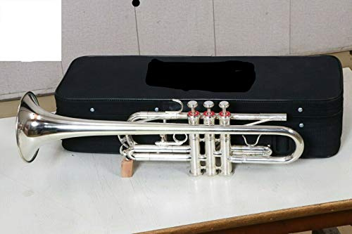 ADVIK Trompeta profesional C chapada en plata con funda rígida y boquilla