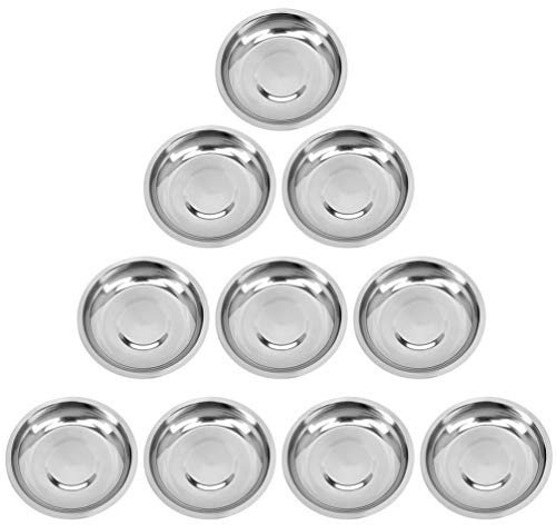 Operitacx 10stücke Edelstahl Sauce Teller Runde Dipschalen Für Senf Vorspeisen Und Desserts Küchenutensilien Für Saucen Gewürze Und Snacks
