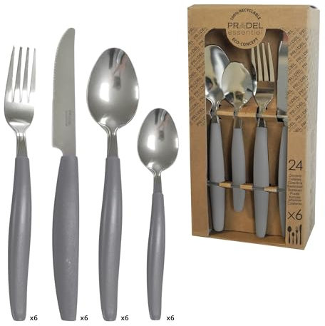 AMEFA - 24-teiliges Tafelbesteck für 6 Personen – Pure – Edelstahl 18/0, Standard-Finish – Grau