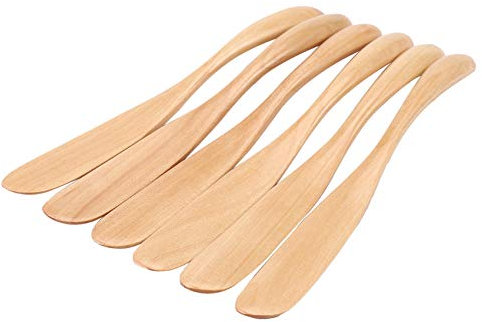 Couteau À Beurre en Bois Fromage À Tartiner 6,5 Pouces, Beurre De Couteau De Confiture Couteau À Gâteau Masque Couteau 6 Morceaux