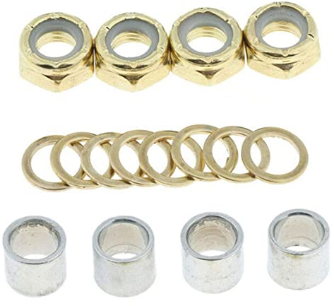 SunaOmni Standard Skateboard Unterlegscheiben Lager Spacer Muttern Skateboard Speed Kit Skateboard Unterlegscheiben Truck Rebuild Kit Longboard Repair Kit for Repair Rebuilding Golden