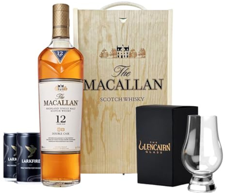 Personalised Macallan 12 Year Double Cask Scotch Whisky Gift Set with Glencairn Glass & Larkfire Whisky Water