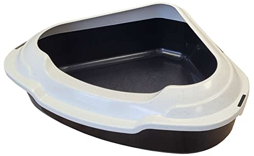Katzentoilette Ecktoilette XXL Schalentoilette Memphis schwarz-weiß mit Rand