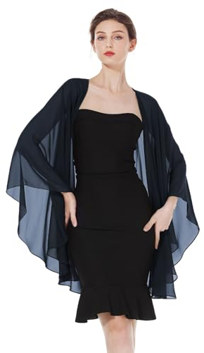 BEAUTELICATE Chiffon Schal Stola Bolero Damen Für Abendkleid Festlich Hochzeit Braut Frühling Sommer Jacke (Midnight Blue,Einheitsgröße)