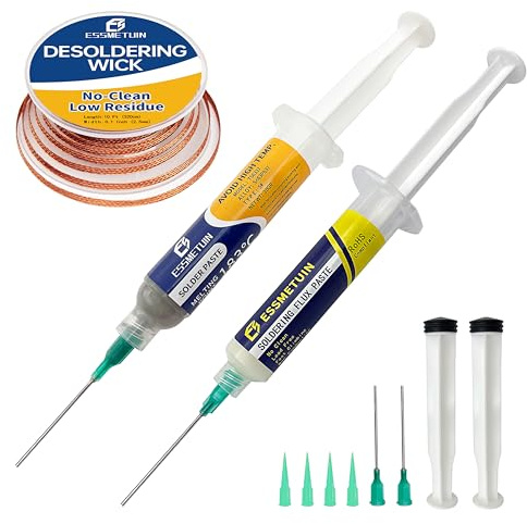 Solder Paste (Sn63/Pb37 30G) & No Clean Soldering Flux(10cc) for Electronic Soldering