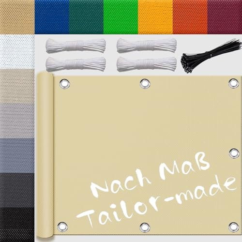 Ufamiluk sonnensegel nach maß mit ösen wasserdichtes Plane Stoff terrasse balkonverkleidung für terrassenüberdachung Balkon überdachung 3.5x3.5m Beige