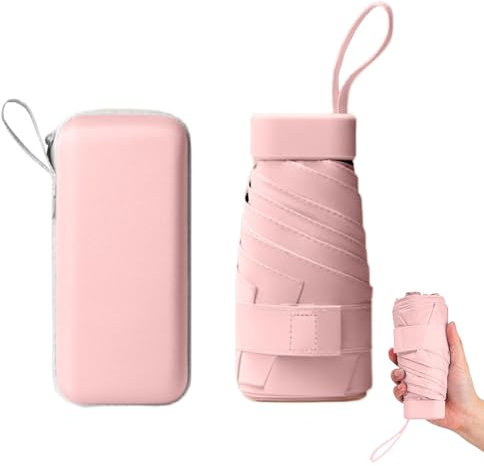 Wodehahagou Mini Compact Travel Umbrella - 6Ribbed Portable UV Protection Sun Umbrella - Small Handbag Size for Women