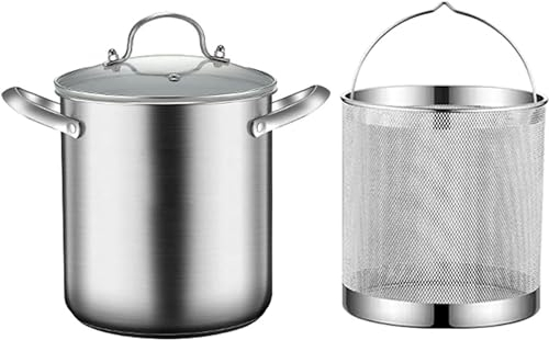 BTURYT Olla para espárragos de 5 litros, Acero Inoxidable 304, vaporera para espárragos y Espaguetis, Olla para Pasta, Aceite, sartén Profunda con Cesta y Tapa (18,5 cm)