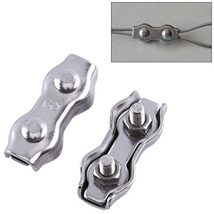 10 Clips Dúplex M3 de Acero Inoxidable, Clip de Cable de Cuerda de Alambre, Abrazadera de Alambre, Abrazadera de Alambre de Acero, Abrazaderas de Cuerda de Alambre, Pinzas de