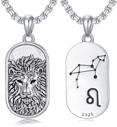 enjoylifecreative stjärntecken skorpion/lejon/vädur halsband för män kvinnor 925 sterlingsilver stjärnbilder horoskop hänge smycken presenter för män kvinnor, 26*15mm, Sterlingsilver, Ingen ädelsten