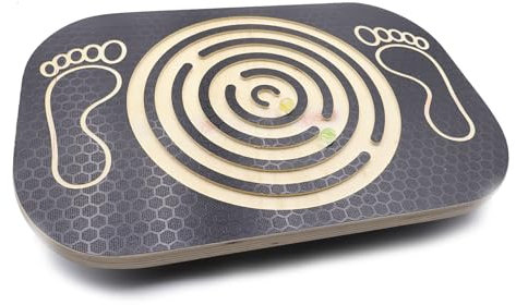 BJNCDIO Balance Board Holz für Kinder und Erwachsene, Wackelbrett Gleichgewichtstrainer, Board für Yoga und Übung, Balancierbrett mit integrierten Kugellabyrinth für Interaktive Familienspiele
