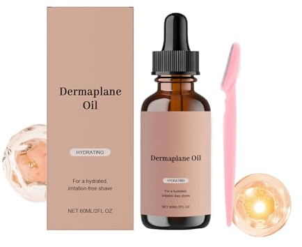 Feuchtigkeitsspendendes Dermaplaning-Öl, Gesichts-Rasieröl für Frauen mit Dermaplaning-Werkzeug und Rasierer, Gesichtsöl für eine Gründliche Rasur, mit Jojoba, Vitamin E, Traubenkern und Arganöl