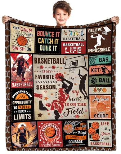 Yasrlvun Cadeau de basket-ball pour garçons - 152 x 127 cm - Couverture de basket-ball amusante pour la fête des pères, Noël - Cadeau amusant pour fils, petit-fils