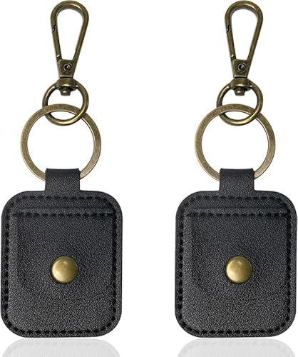 Ycgyycj Lot de 2 étuis à bijoux de voyage en cuir noir pour le sport, mini pochette porte-clés pour bagues, petites pièces de monnaie (multicolore)