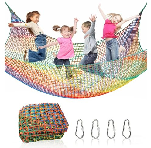 alouweekuky 1 m × 3 m rete da arrampicata per bambini, per esterni, carichi pesanti, doppi strati, rete di sicurezza per bambini, altalena, rete di protezione anticaduta per parco giochi per esterni