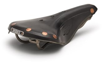 Brooks England B17 Special Titanium Leather Bike Saddle Black, 275 x 175 mm Touring Seat with Titanium Rails and Copper Rivets