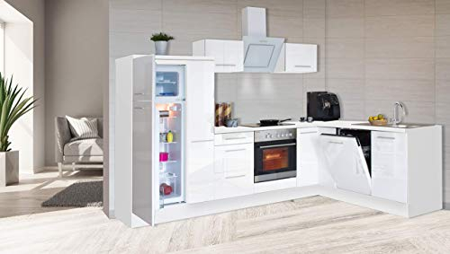 respekta Küche Küchenzeile Winkelküche Weiß Amanda 290 x 200 cm Premium