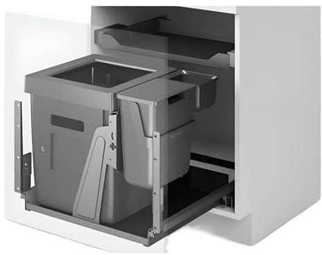 PEKA Oeko Complet 200.1660.43 Built-in Waste Separation System Kitchen 3-Compartment 490 mm Plastic Metal Anthracite Silver KB 550/600 Depth 490 mm