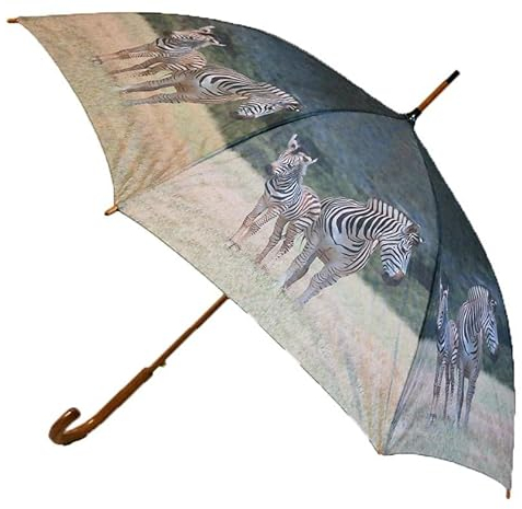 PIA Regenschirm Zebras mit Holzgriff, Automatikschirm, Stockschirm, Schirm, Tiere Zebra