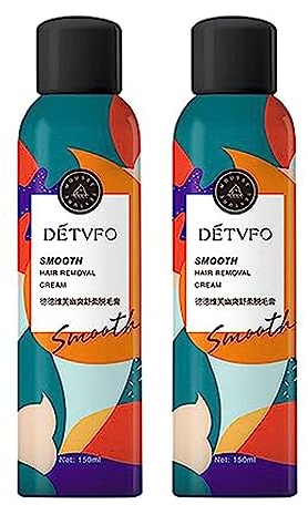 Smooth Hair Removal Cream Spray, Haarentfernungsspray, Hair Growth Inhibitor Spray, Schmerzlose Enthaarungsspray, Sanfte Formel Haarentferner, Enthaarungsmittel für Frauen und Männer, 150ml (2 Stück)
