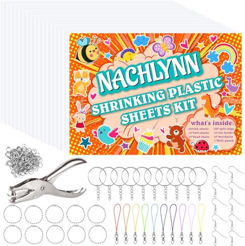 NACHLYNN 171 Stück Schrumpffolie Set Weihnachten Schrumpffolie Schlüsselanhänger Set für Kinder Handwerk Dekorationen Weihnachtsgeschenke (Tradition)