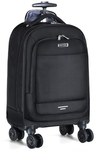 Ponhog Wheeled Backpack - 15.6 Inch Laptop Travel Backpack with 4 Spinner Wheels, Flight Approved Trolley Rucksack for Women & Men, Cabin Approved Carry On Luggage,Black
