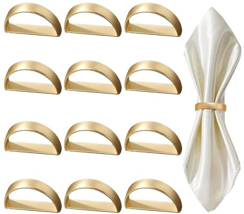 Xiciki 12 PCS Serviettenringe Gold,Serviettenring,Elegante Metall Serviettenring,Serviettenring Set,Servietten Ringe,Serviettenringe für Tischdekorationen zu Hochzeiten, Weihnachten und Valentinstag