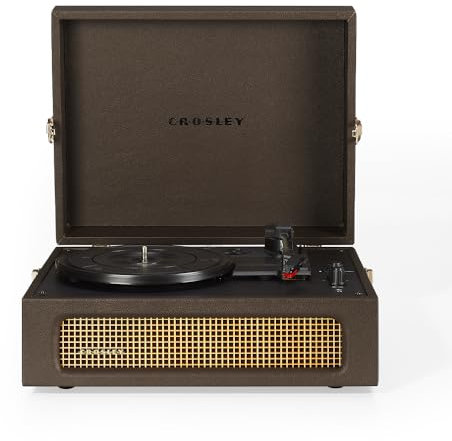 Crosley Voyager Portable Turntable - Bluetooth Record Player, 3-Speed Suitcase Vinyl Player, Home Turntables for Vinyl Records, Built in Stereo Speakers & Bluetooth Receiver, AUX Input, Cocao