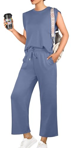 GRECERELLE Damträningsoverall sommar tvådelad elegant lätt tracksuit ledig sportset joggingdräkt sweatshirt och joggingbyxor för löpning yoga gym