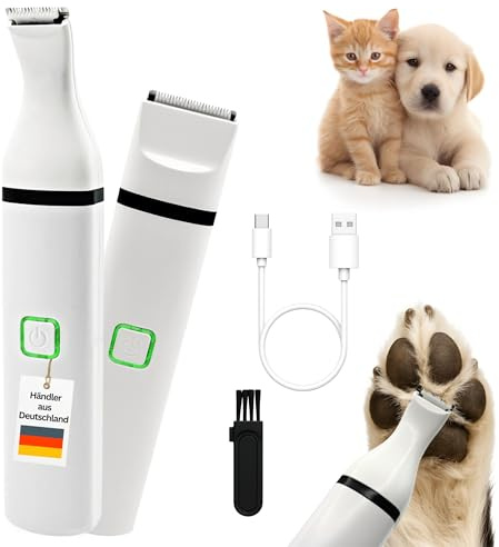 Alpenstern® Profi Pfotentrimmer für Hunde und Katzen - Hundepfoten Trimmer leise Schermaschine Hundeschermaschine Rasierer für Augen, Ohren, Fell - starker Motor und Akku - mit USB-C