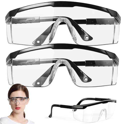 FLZONHUT Schutzbrille,2 Stück Transparent Sicherheitsbrille,Arbeitsschutzbrille Schutzbrille mit Hoher Seitenschutz Laborschutzbrille für Heimwerker,Labor,Augenschutz,Schleifen(Weißer Gürtel)