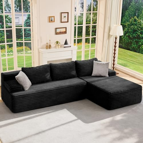 Hobestluk Modular Sectional Sofa Couches L-Shape Couch 3 Seat Modular Sofa Memory Foam Sectional Couches for Living Room, Cloud Couch with Oversized Chaise (96 Right Facing Chaise)