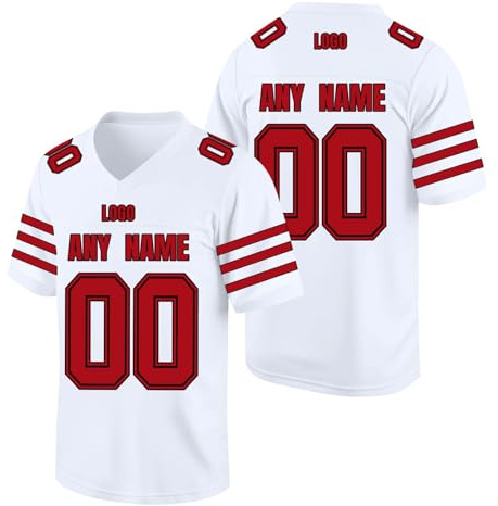 American Football Jersey American Football Jersey - Jersey Printed with Your Choice of Name and Number - Breathable Sports T-Shirt - for Adults and Children White