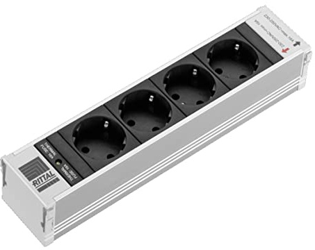 RITTAL DK PSM Module multiprise 4 Prises Schuko Non commutable avec Protection Contre Les surtensions Noir