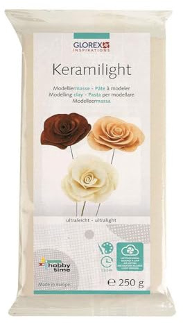 GLOREX 6 8070 501 – keramiskt ljus, 250 g i vitt, ultralätt, lufttorkande modelleringsmassa, härdar extremt lätt och hård, perfekt för fina delar