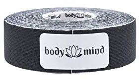 Body & Mind® Kinesiologie-Tape Bandage Sport-Tape; 5 Meter, antiallergen & wasserfest, medizinische, flexibel & hautfreundlich für Sport, Freizeit, Physiotherapie und Medizin (2,5 cm, Schwarz)