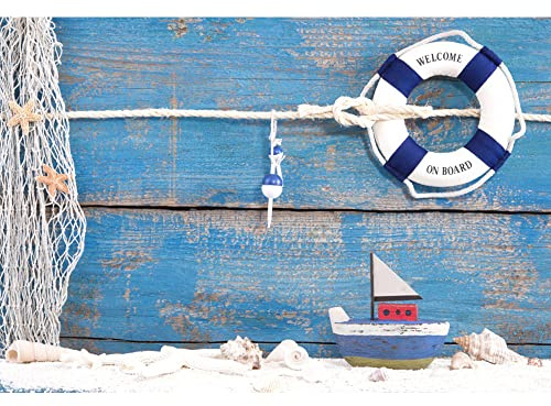 Aoihrraan 3 x 2 m nautisk bakgrund segling livboj blå träbräda havsresa fotografi bakgrund baby shower dekor tillbehör bröllopsfotografering barn vuxna konstnärligt porträtt foto studio rekvisita