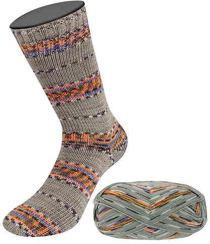 MEILENWEIT 100g Merino Extrafine Appiano 2562 - grau/orange/schwarz