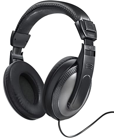 Hama Kopfhörer „Shell“, kabelgebunden, Over Ear (Kopfhörer mit Kabel, Kopfhörer Over Ear, mit langem Kabel, mit 3,5mm Klinke, 6,35mm Klinkenstecker, Musik Kopfhörer, TV Kopfhörer, vergoldet) schwarz