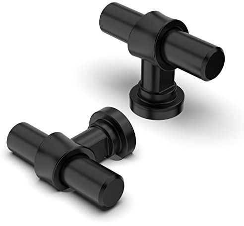 FURNIWARE Lot de 10 boutons de ferrures d'armoire, de tiroir, de porte de cuisine, d'armoire, de matériel, noir mat